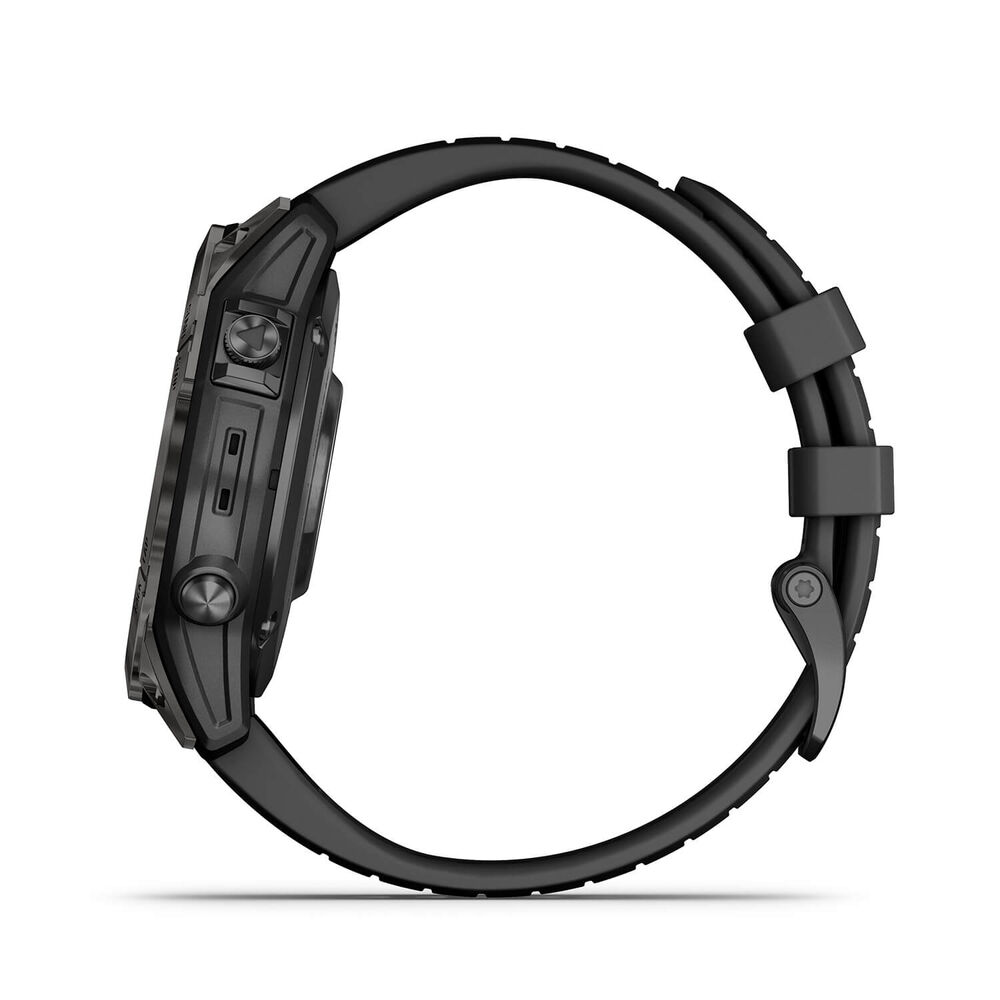 Garmin Fenix 7 Pro Sapphire Solar 47mm Carbon Grey DLC Titanium Case Black Strap Watch image number 7