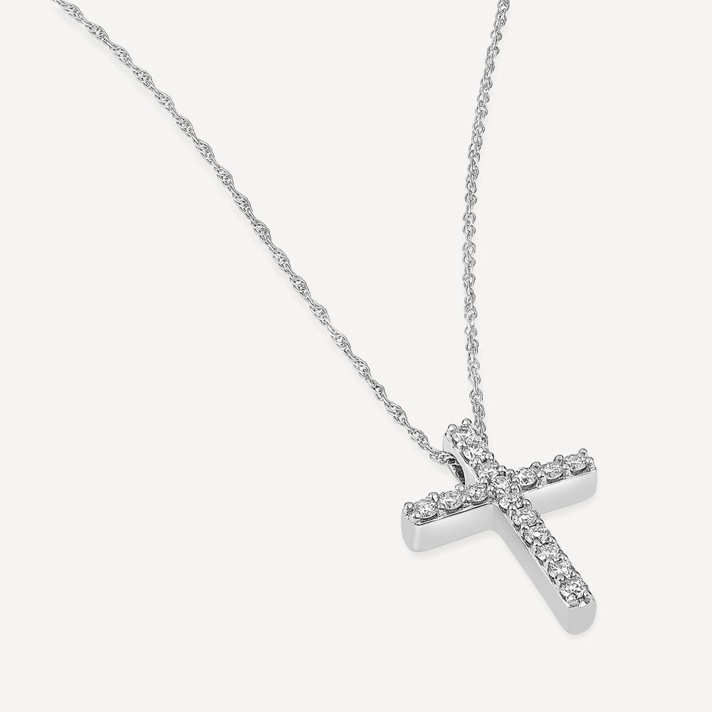 Born Classic 9ct White Gold Lab Grown 0.15ct Round Brilliant Diamond Cross Pendant image number 2