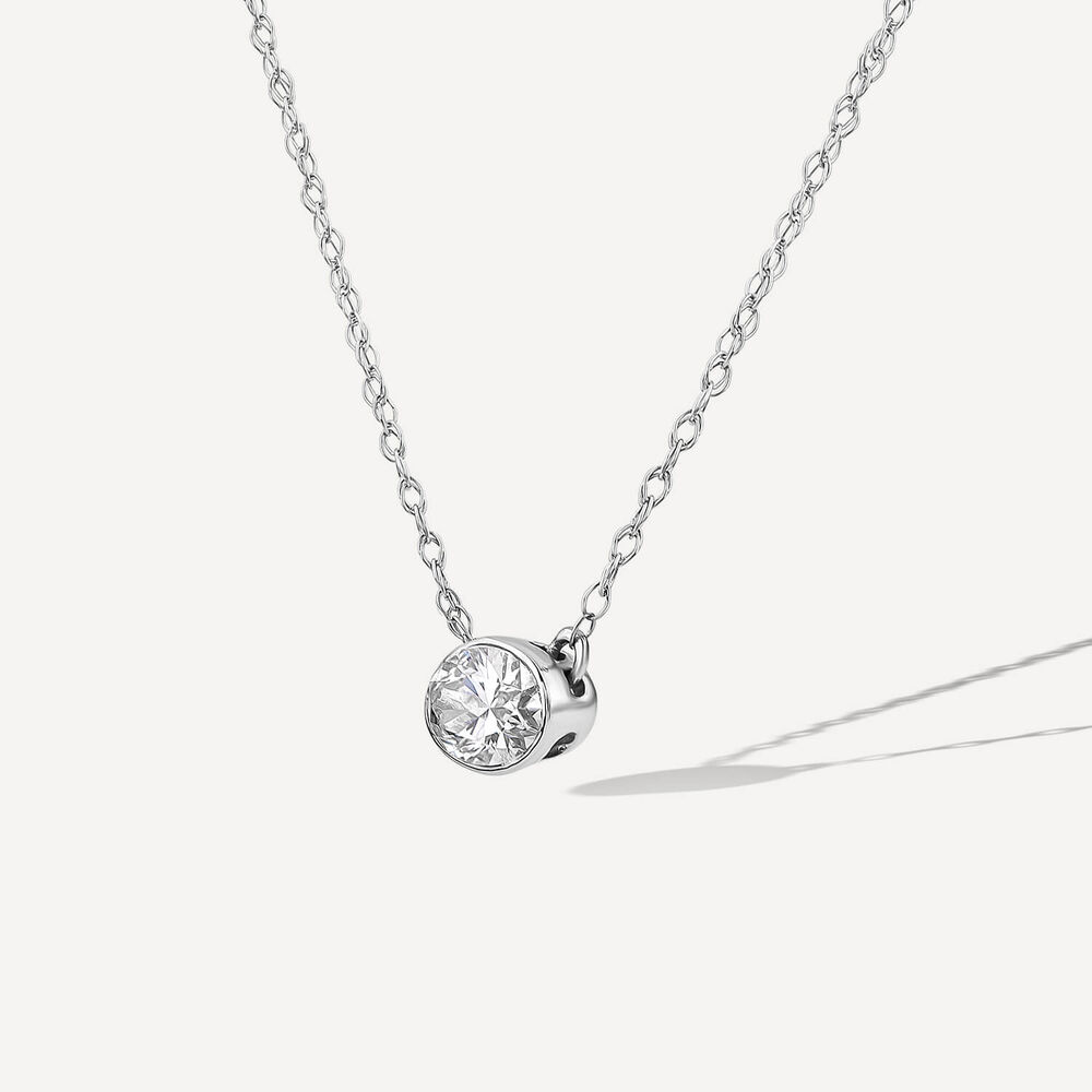 Born Kissed with Diamonds 9ct White Gold Lab Grown 0.20ct Oval Diamond Pendant image number 1