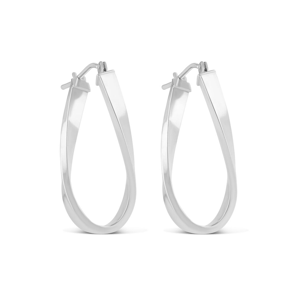 9ct White Gold Figure of 8 Twist Hoop Earrings