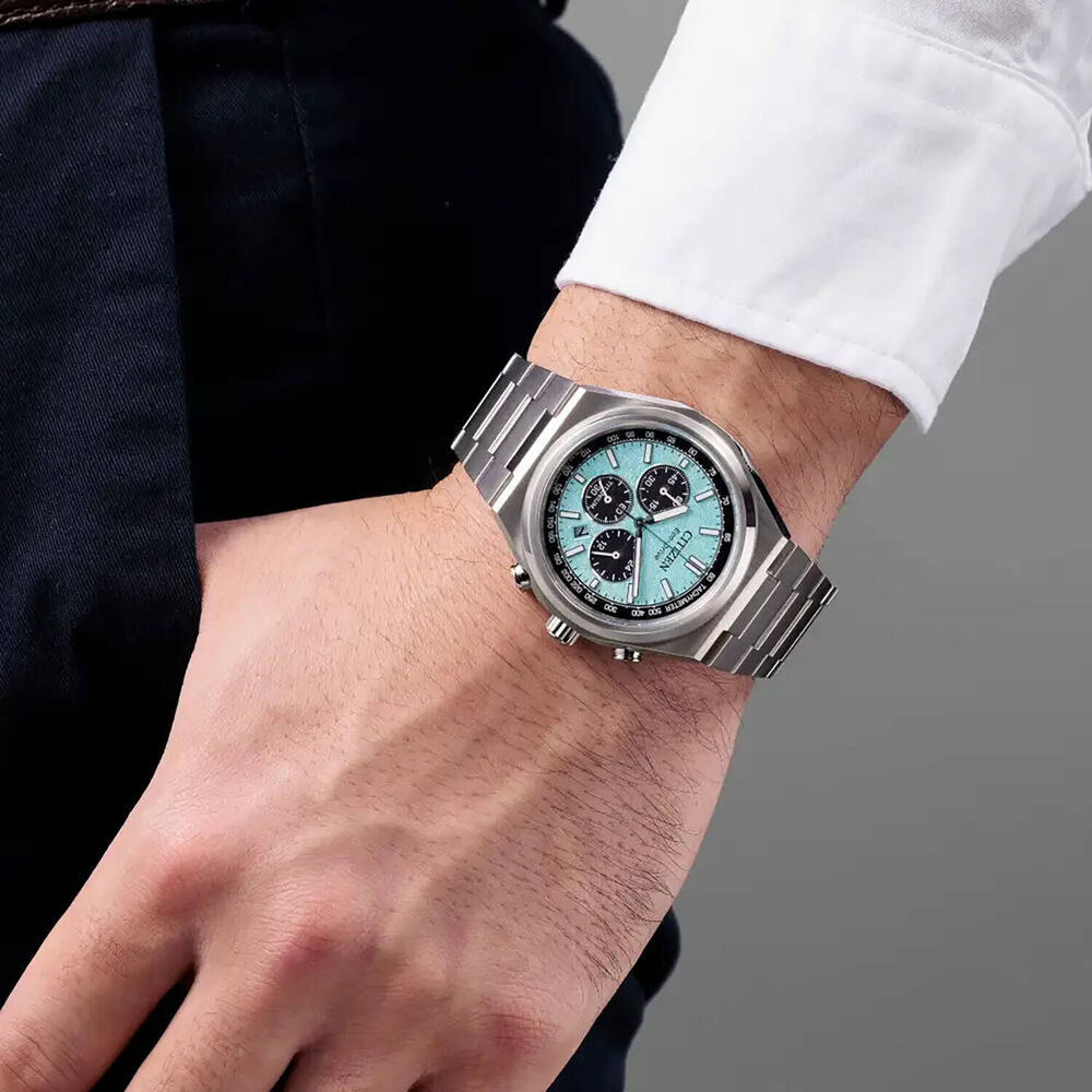 Citizen Zenshin Chrono Super Titanium™ 42mm Blue Dial Bracelet Watch image number 4