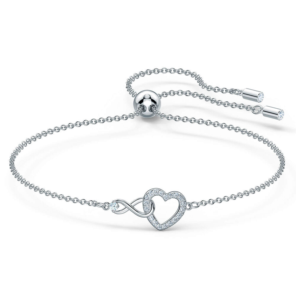 Swarovski Infinity Collection Rhodium Plated Heart Bracelet image number 0