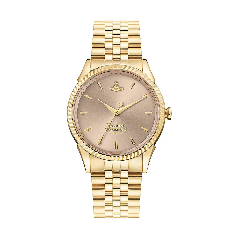 Vivienne Westwood Seymour 38mm Pink Dial Yellow Gold Steel Bracelet Watch image number 0