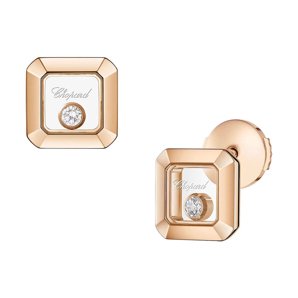 Chopard Happy Diamonds 18ct Rose Gold 0.10ct Single Diamond Stud Earrings image number 0