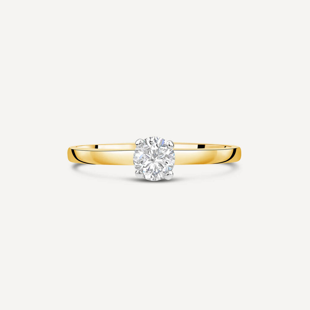Northern Star 0.55ct Diamond Round Brilliant & Hidden Halo 18ct Yellow Gold Ring
