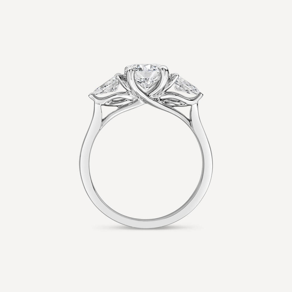Born Platinum 1.40ct Round Brilliant & Pear Sides Ring image number 3