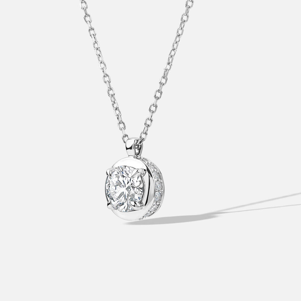 Born Orbit 9ct White Gold Lab Grown 0.82ct Round Diamond Pendant