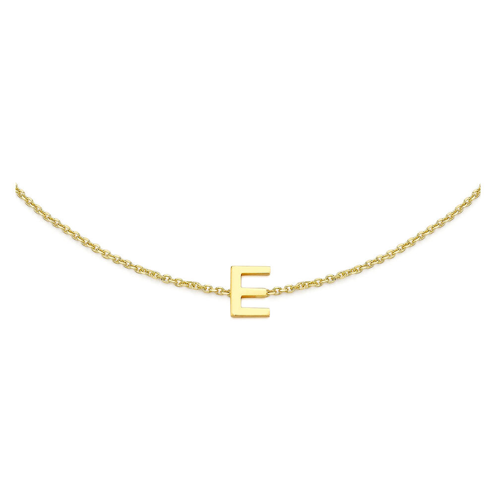 9 Carat Yellow Gold Petite Initial E Bracelet