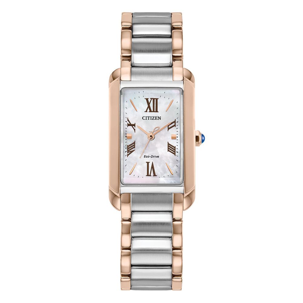 Citizen Eco-Drive L Bianca 32x19mm Mother of Pearl Dial Two Tone Steel Bracelet Watch