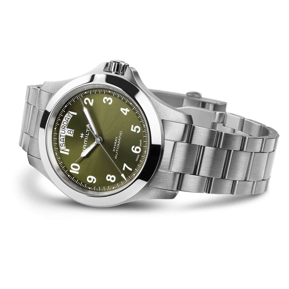 Hamilton Khaki Field King Day-Date 40mm Green Dial Steel Bracelet Watch
