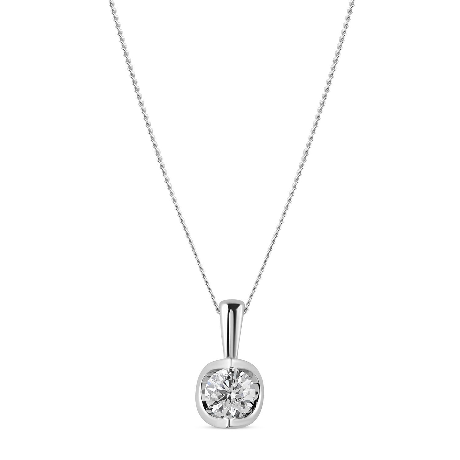 9ct White Gold 0.40ct Diamond Mirror Setting Pendant