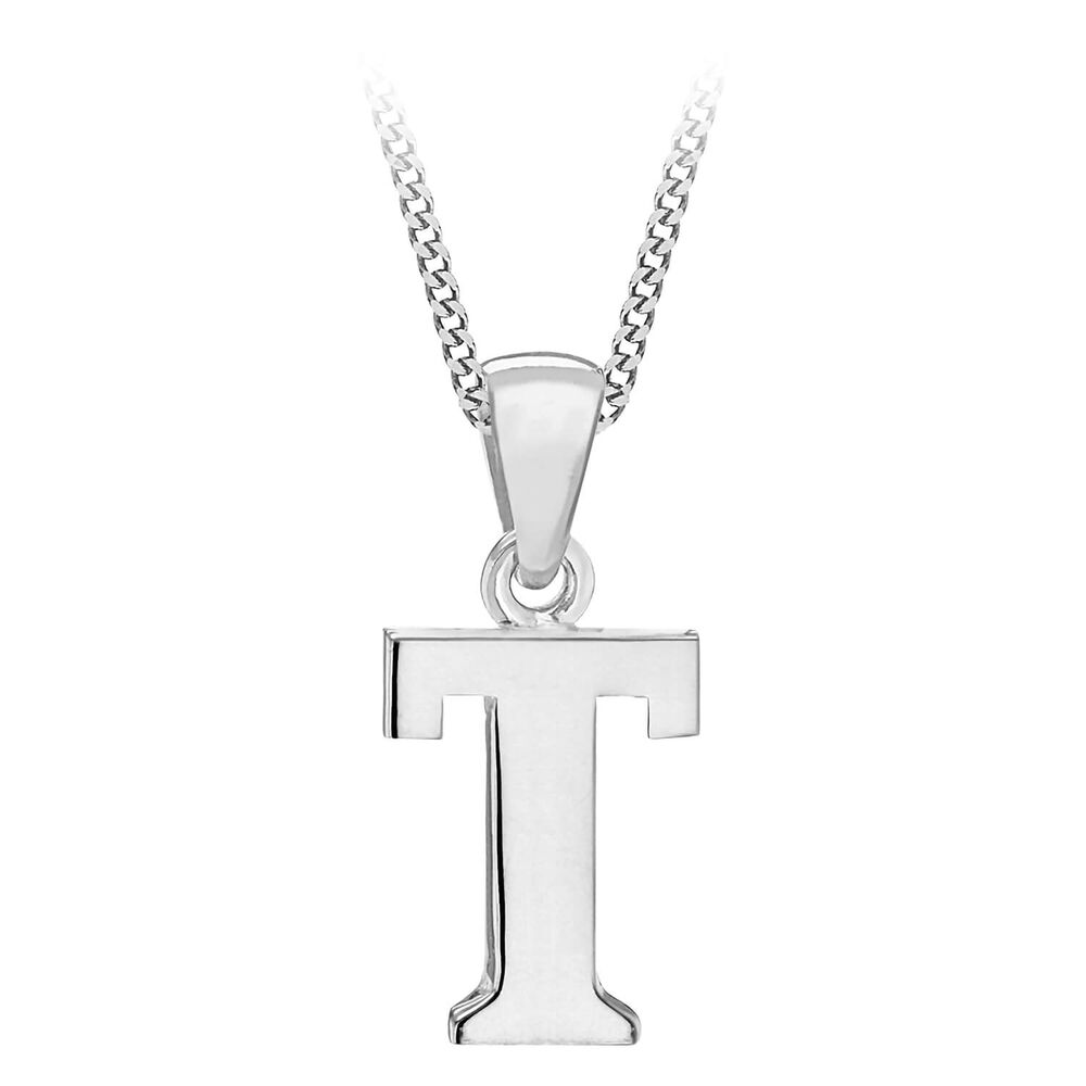 Sterling Silver Block Initial T Pendant image number 0