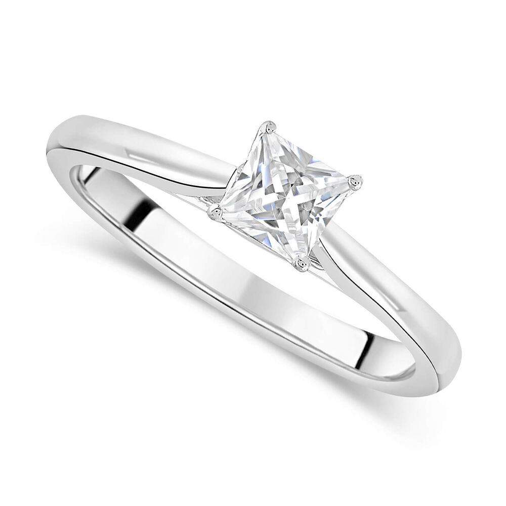 18ct White Gold 0.50ct Princess Diamond Orchid Setting Ring image number 0