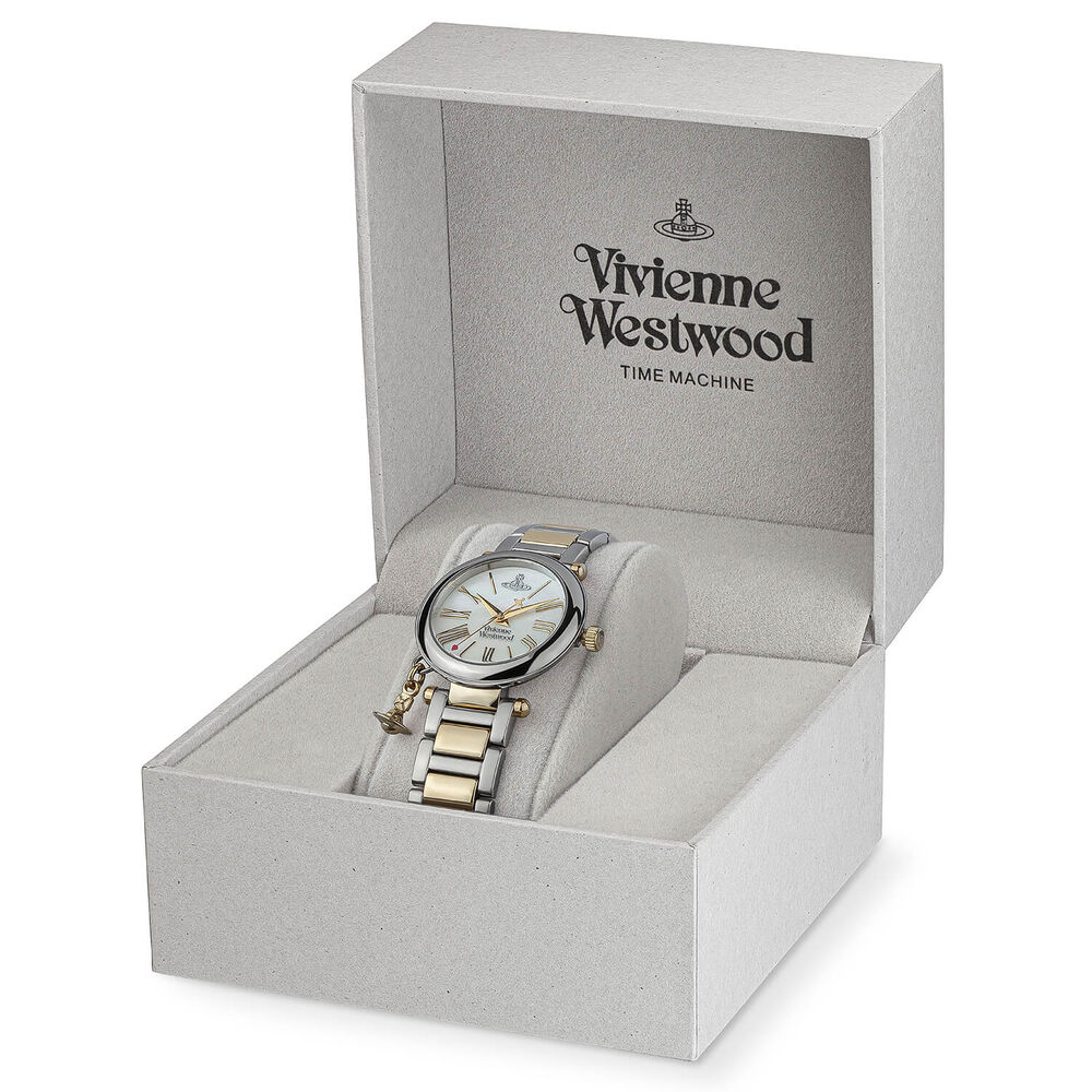 Vivienne Westwood Mother Orb 32mm Mother of Pearl Dial Two Tone Steel Bracelet Watch image number 5
