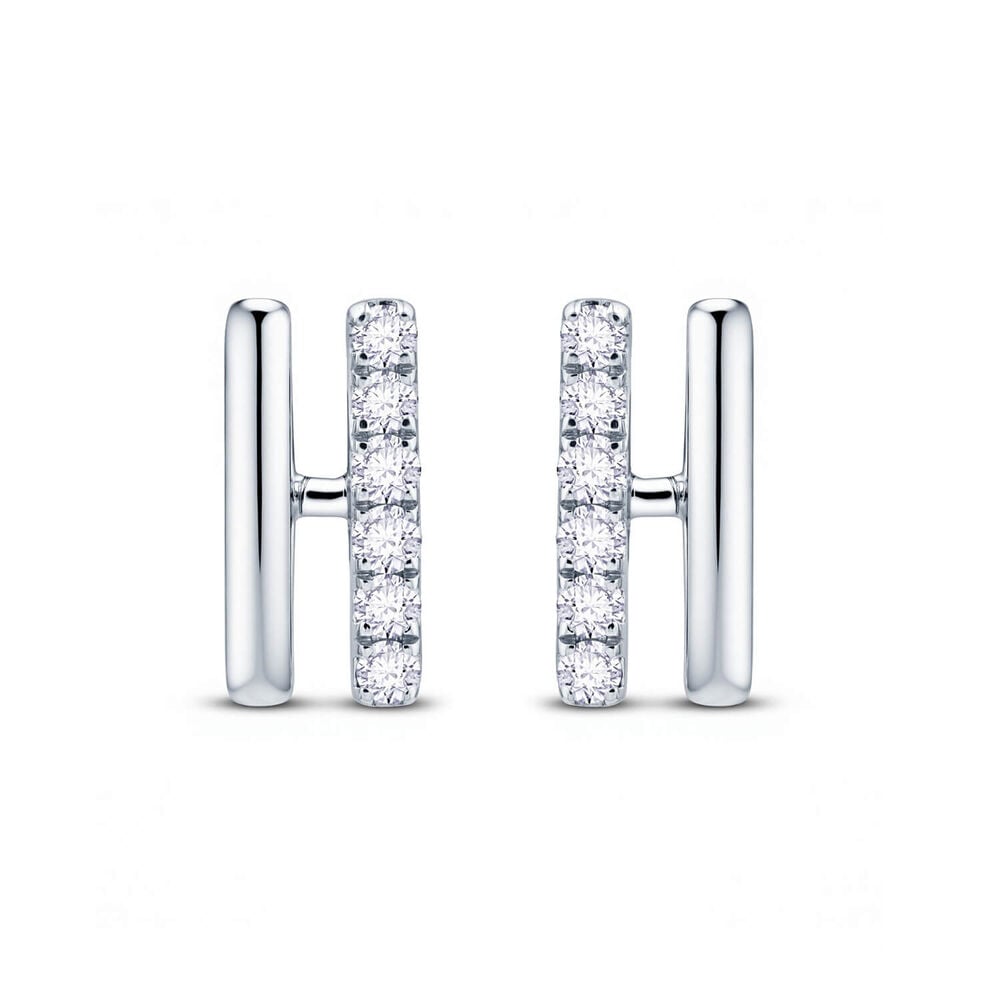 Born Axis Sterling Silver 0.30ct Lab Grown Diamond Two Bar Stud Earrings