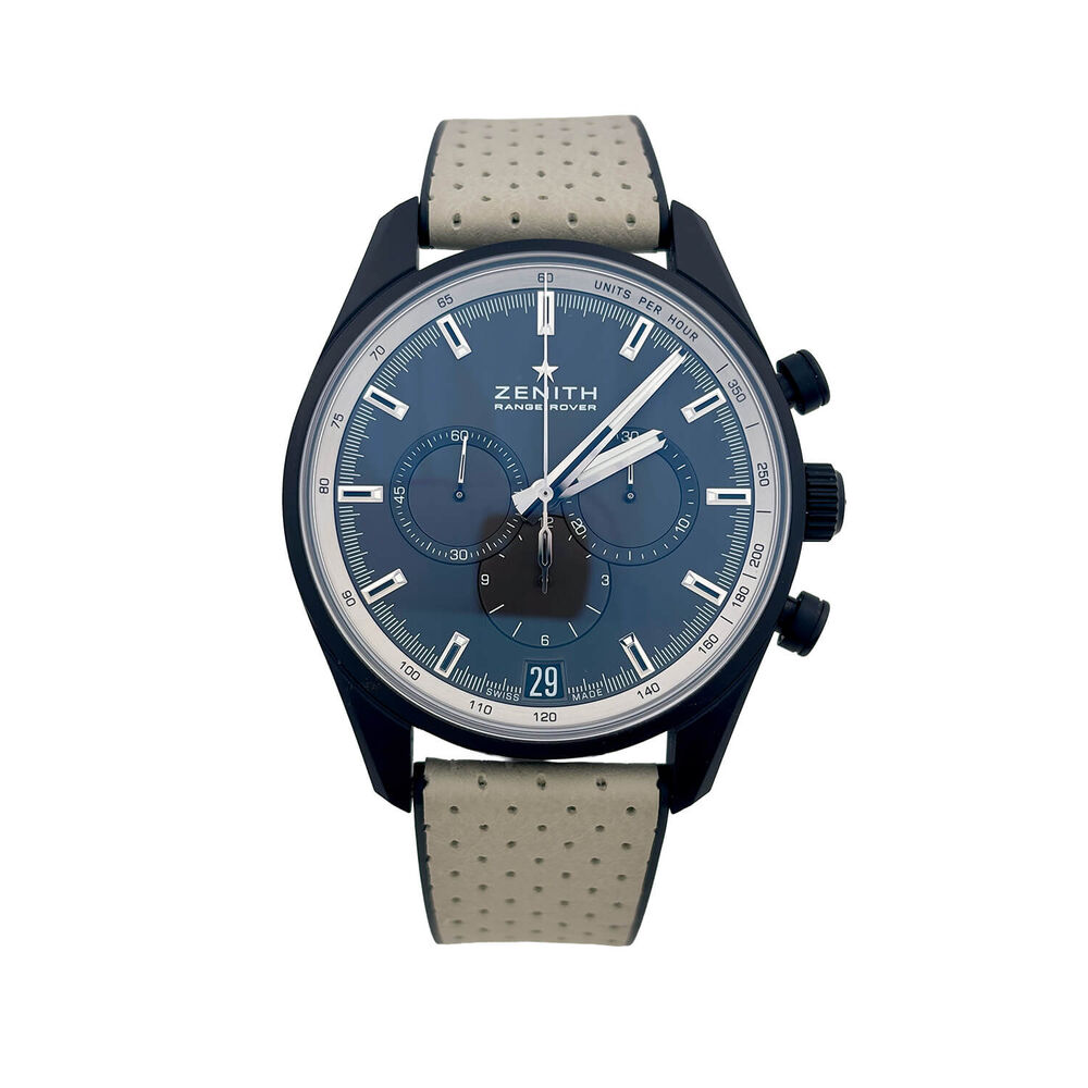 Pre-Owned Zenith El Primero Chronomaster Range Rover 42mm Black Dial Leather Strap Watch