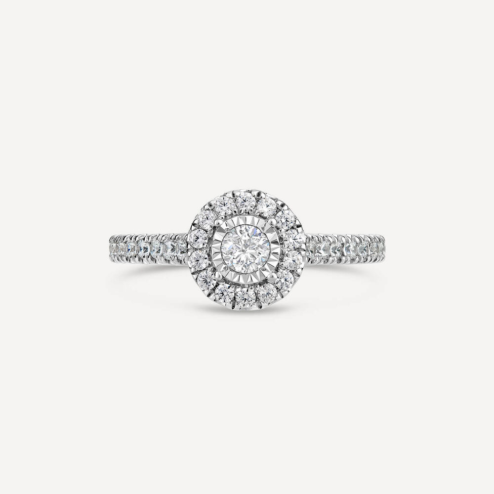 18ct White Gold Embellished Diamond Halo Cluster with 0.50 Carat Ring image number 5