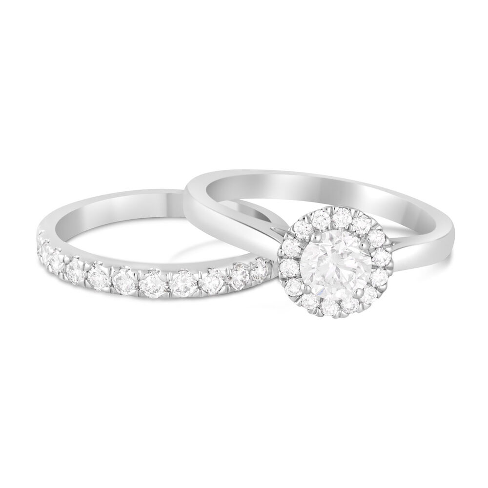 Timeless Diamonds Platinum 0.80 carat diamond halo engagement ring image number 6