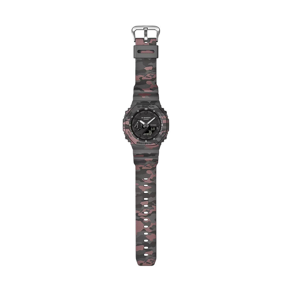 G-SHOCK Classic GA-2100 Series 48.5mm Black Dial Red & Gray Camouflage Resin Strap Watch