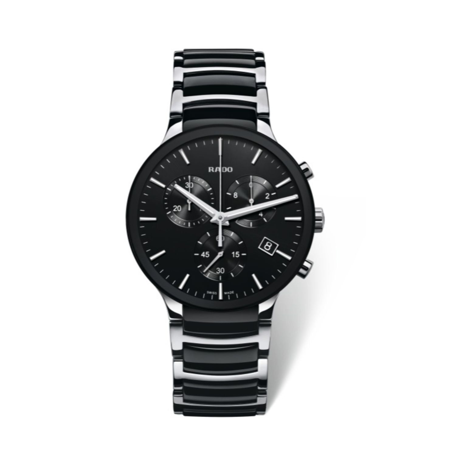 Rado Xl Centrix Black Chronograph Black Dial Bracelet Watch