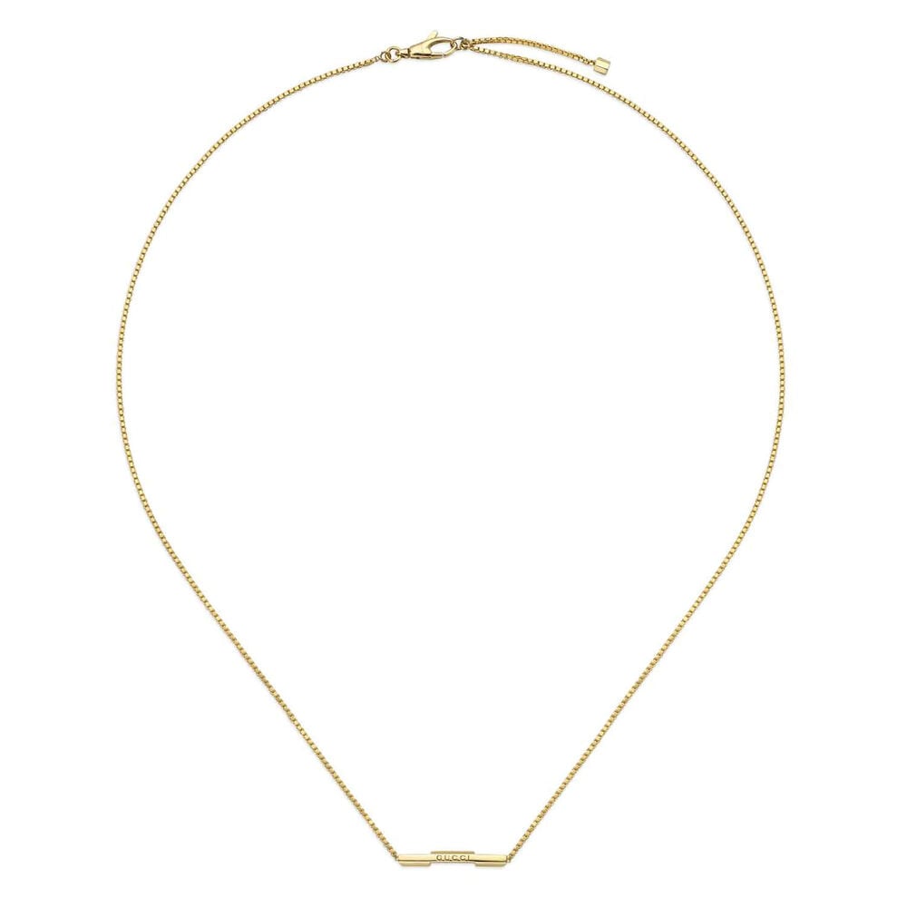 Gucci Link to Love 18ct Yellow Gold Bar Pendant Necklace