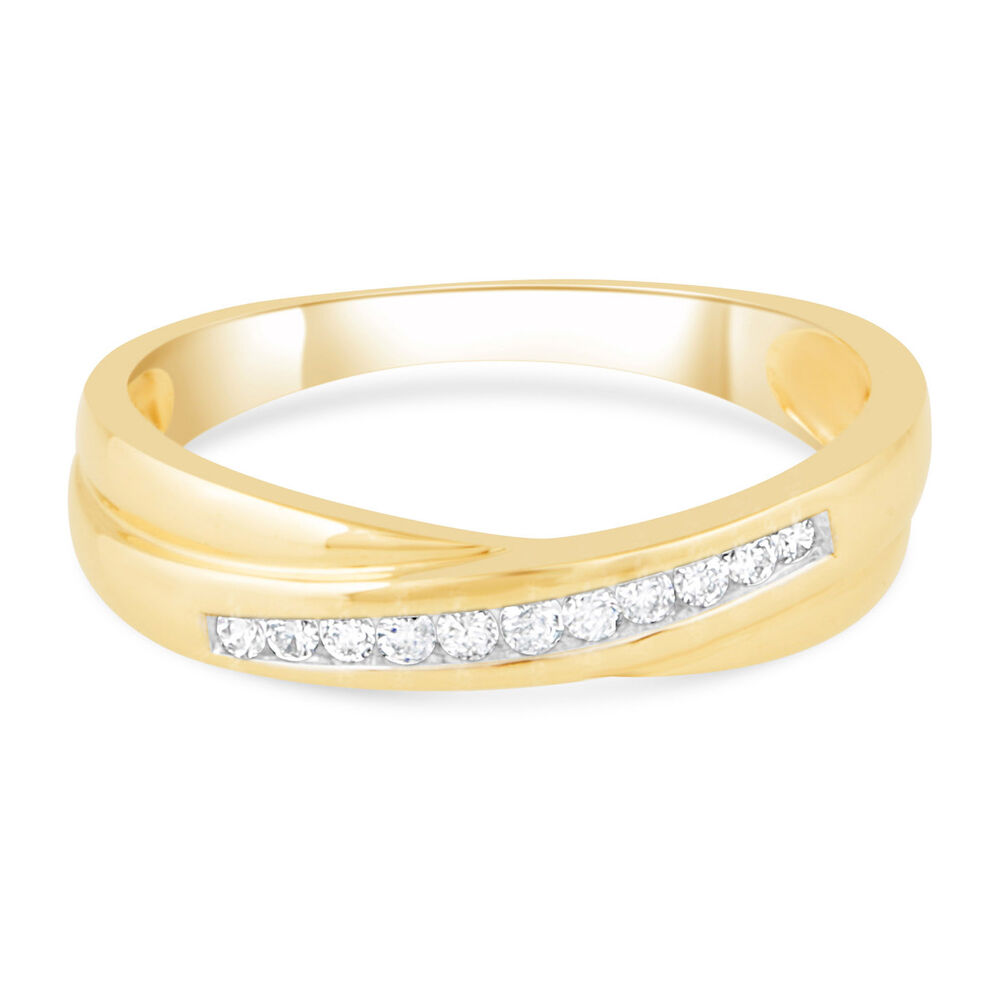 Ladies' 9ct Gold Crossover Diamond Wedding Ring image number 4