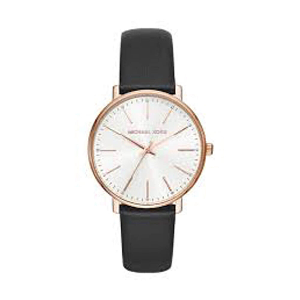 Michael Kors Pyper Minimalist Black Leather Strap Ladies Watch