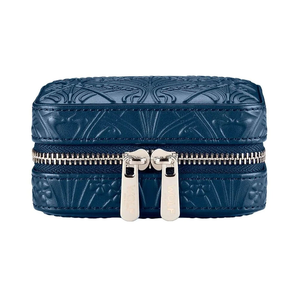 WOLF X LIBERTY Navy All Over Ianthe Small Jewellery Zip Travel Case