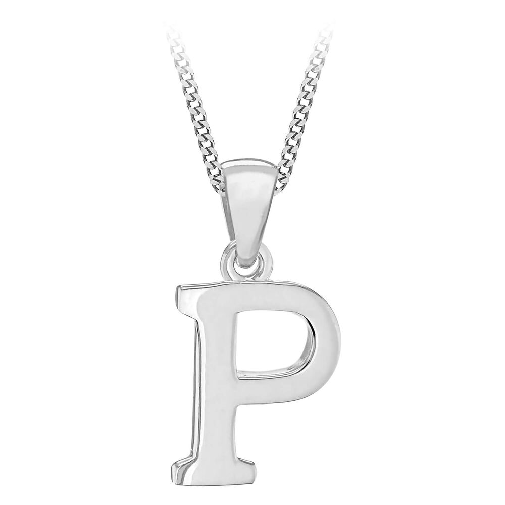 Sterling Silver Block Initial P Pendant image number 0