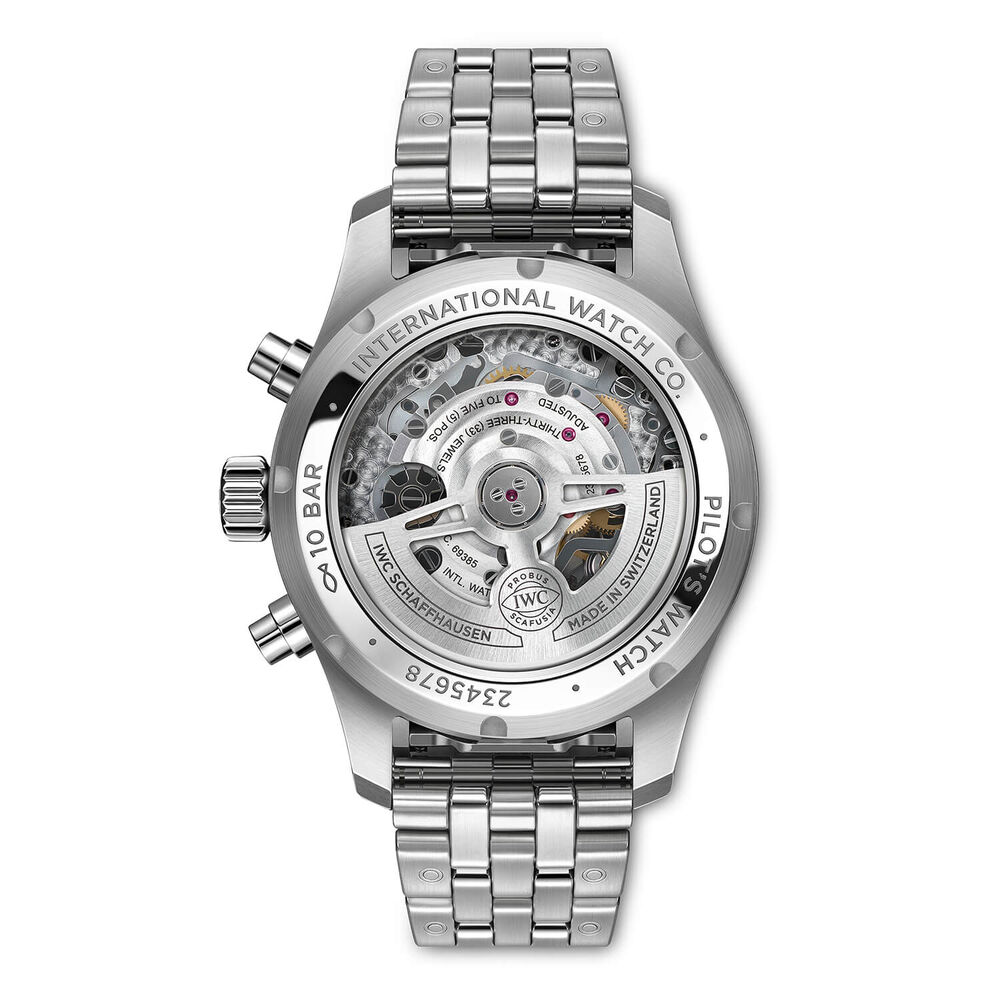 IWC Schaffhausen Pilot's Chronograph 41 Green Dial Steel Case Bracelet Watch image number 1