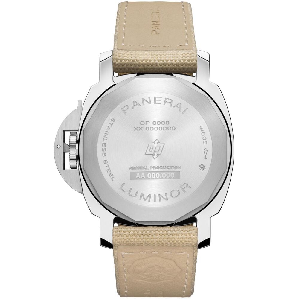 Panerai Luminor 42mm Black Dial Beige Canvas Strap Watch