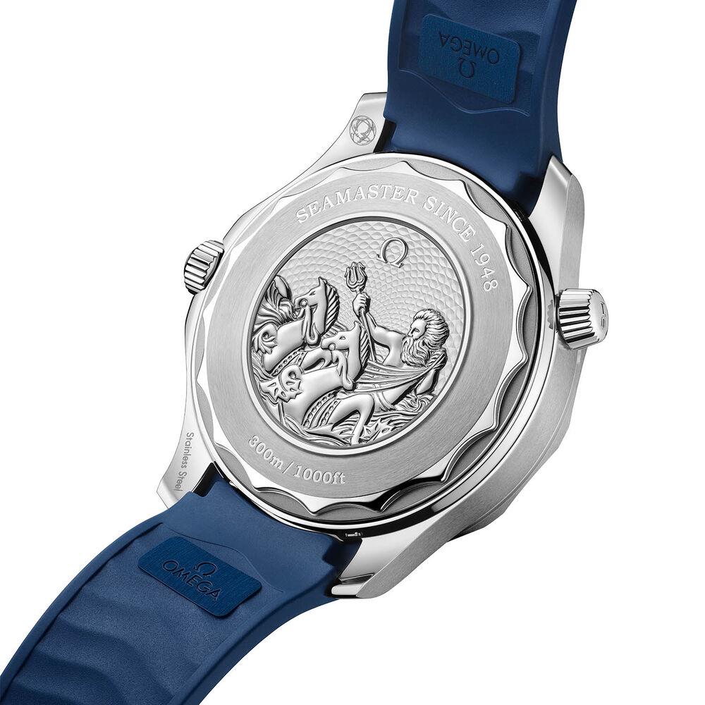 OMEGA Seamaster Diver 300 42mm Summer Blue Dial Blue Rubber Strap Watch image number 3