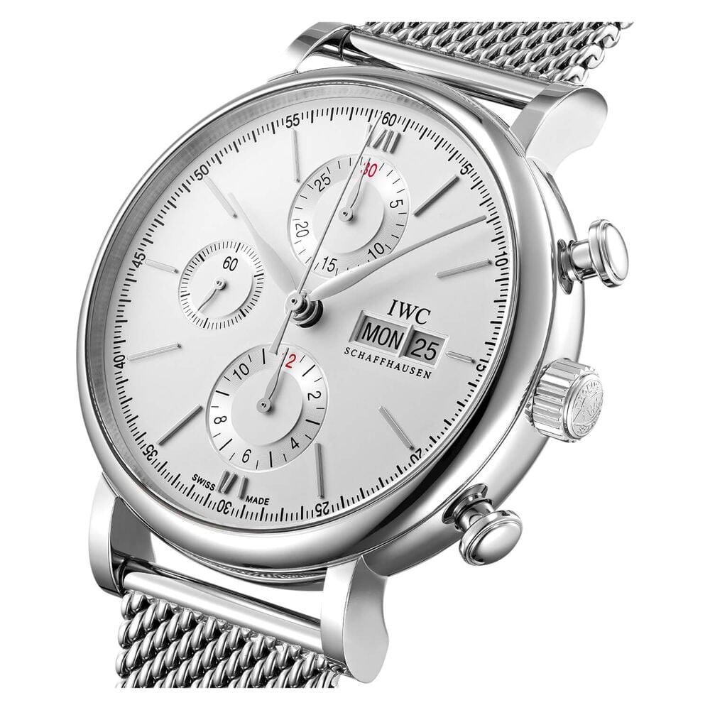 IWC Schaffhausen Portofino Chronograph Silver Dial Bracelet Watch