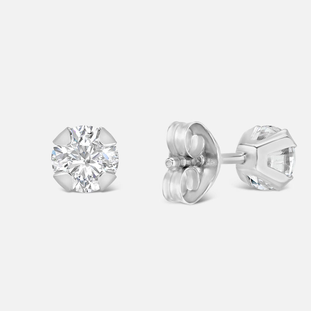 9ct White Gold 4mm Four Claw Cubic Zirconia Stud Earrings