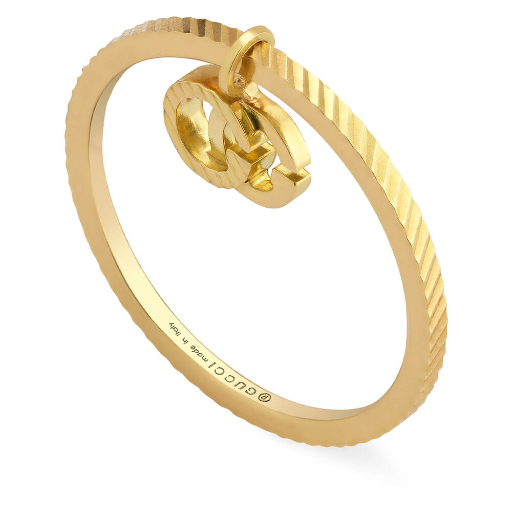 Gucci GG Running Yellow Gold Charm Ring (UK Size O - P)