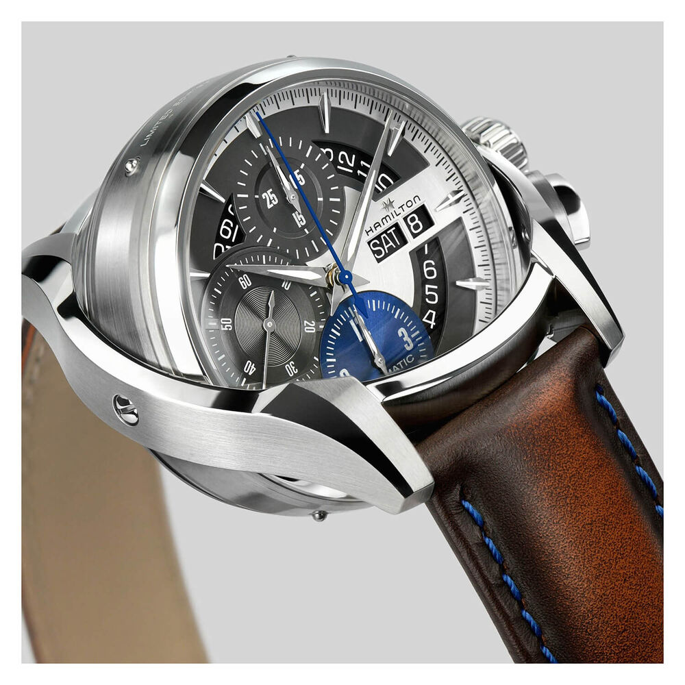 Hamilton Jazzmaster Face2Face 44mm Silver Dial Brown Strap Watch image number 4
