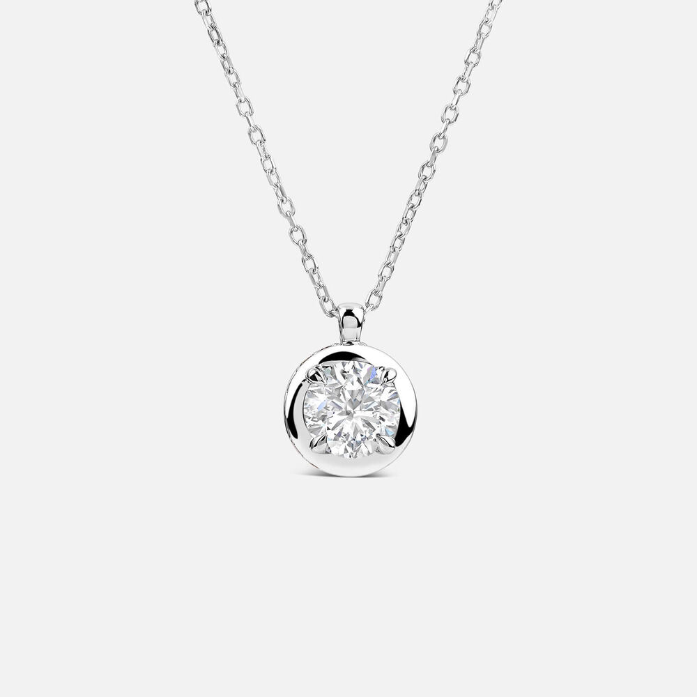 Born Orbit 9ct White Gold Lab Grown 0.82ct Round Diamond Pendant
