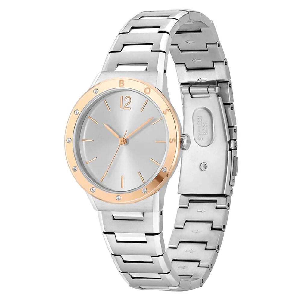 BOSS Breath 34mm Silver Dial Rose Gold PVD Steel Bracelet Watch image number 1