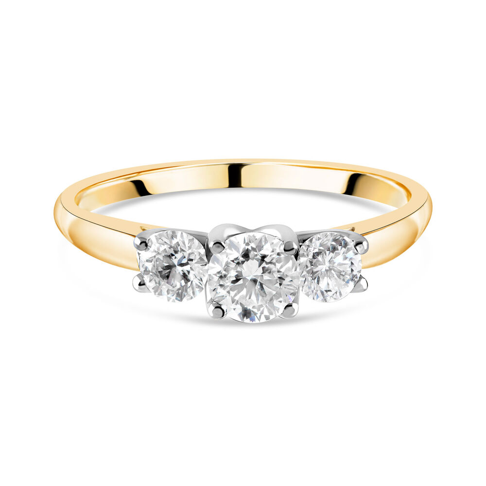 18ct gold ladies 0.75 carat diamond graduated three stone ring
