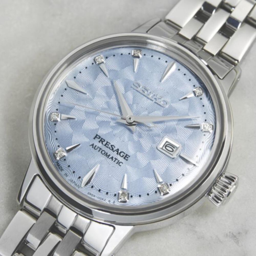 Seiko Presage Cocktail Time' Skydiving' Diamond Twist 30.3mm Blue Dial Bracelet Watch image number 3