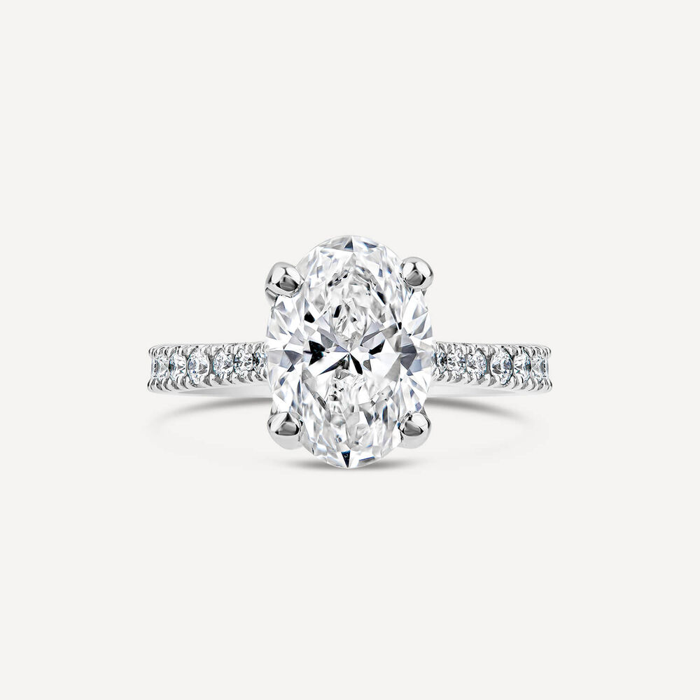 Born Platinum 1.90ct Lab Grown Oval Lab Grown Diamond Sides Ring image number 1