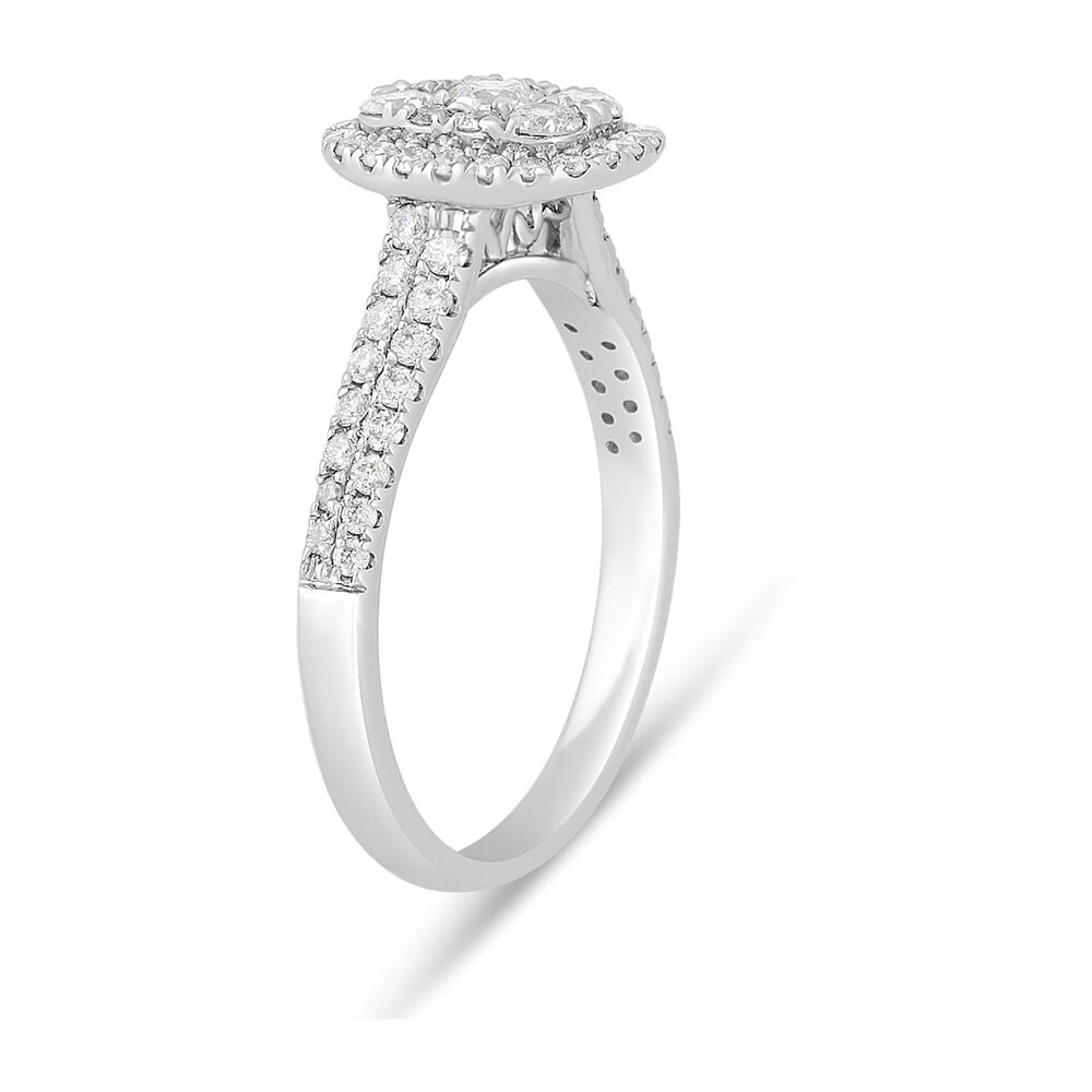18ct White Gold 0.74 Carat Diamond Cluster Engagement Ring image number 3