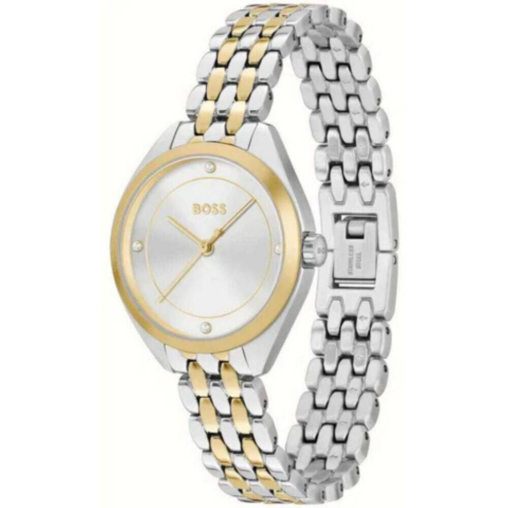 BOSS Mae 30mm 3 Hand Silver Dial Two Tone Bracelet Watch