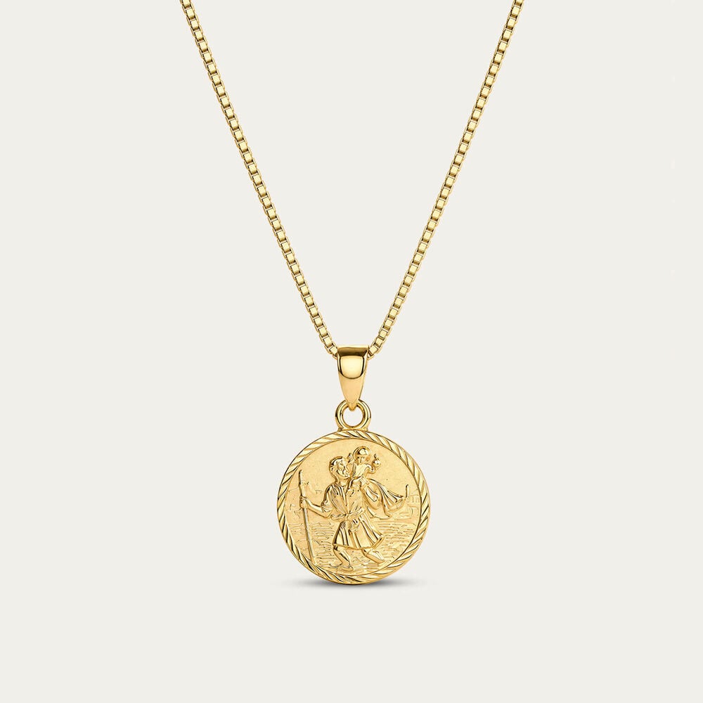 Yellow Gold Plated Sterling Silver St Christopher Medal Pendant