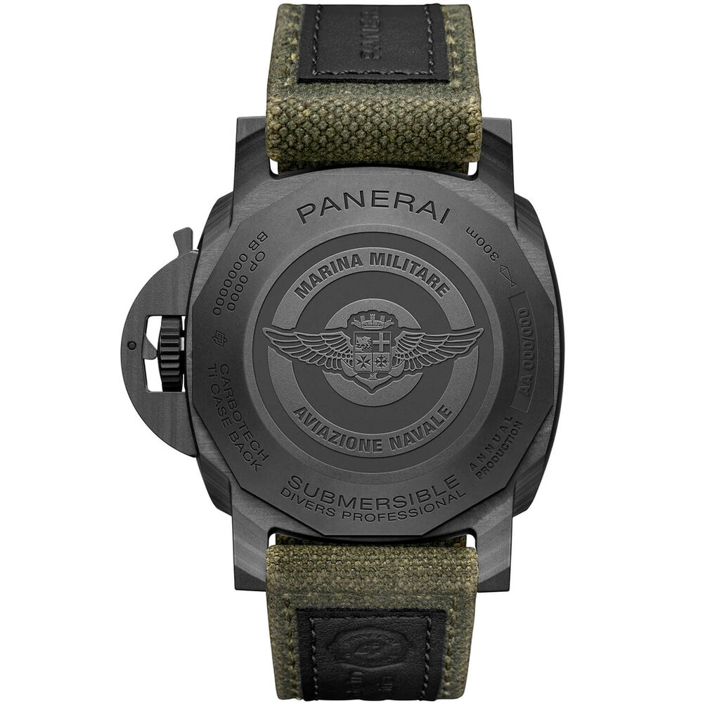 Panerai Submersible Marina Militare Carbotech™ 44mm Green Dial Textile Strap Watch