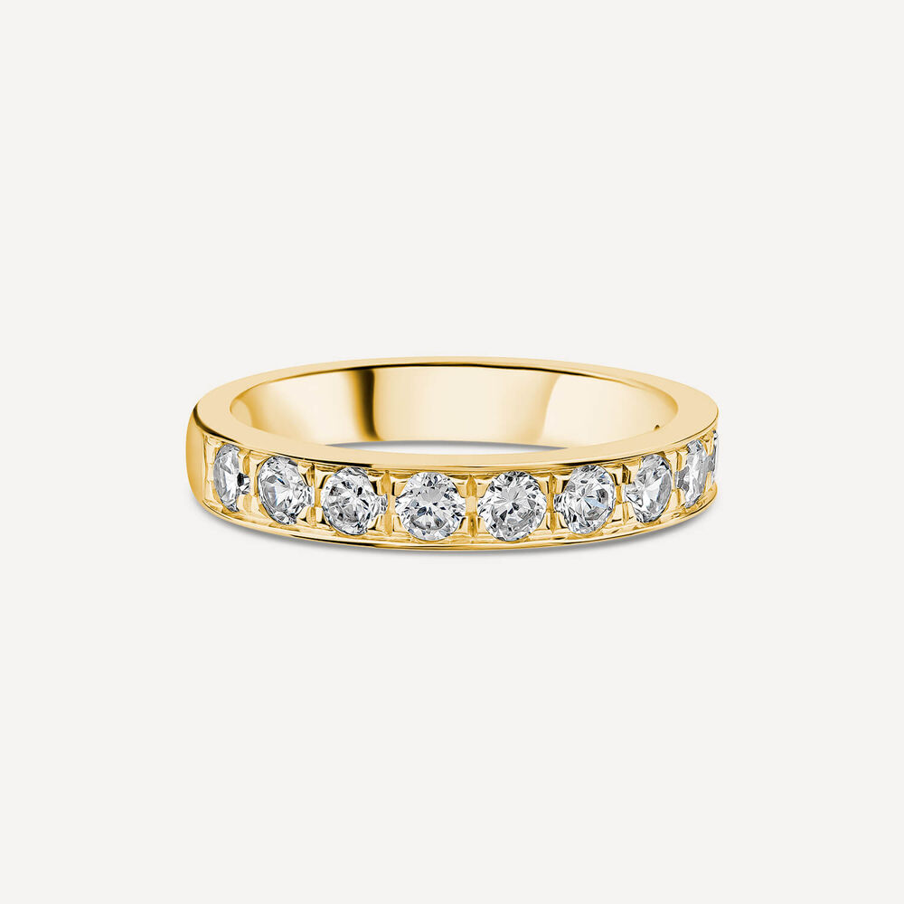 18ct Yellow Gold 3.5mm 0.67ct Diamond Pave Set Wedding Ring- (Special Order) image number 2
