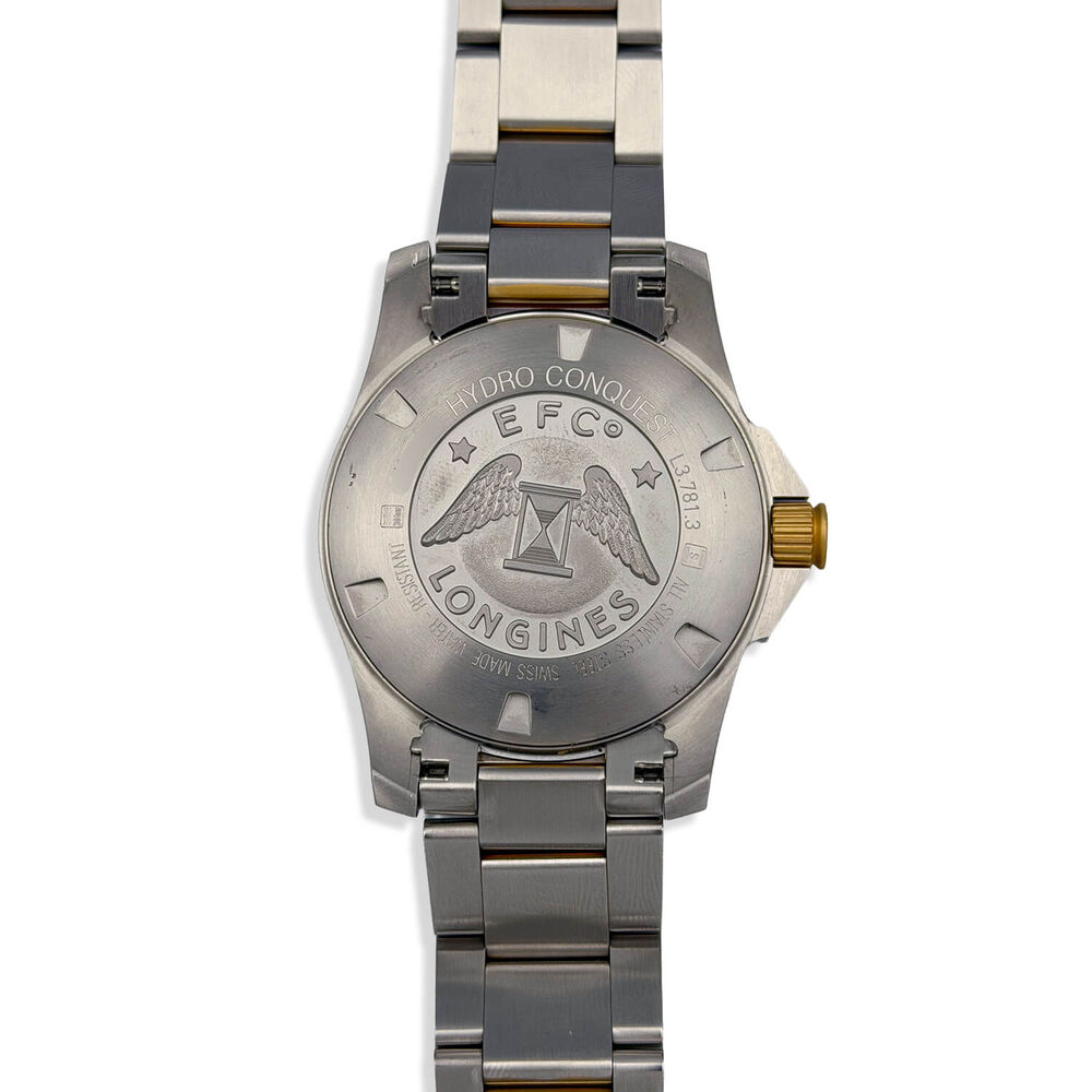 Pre-Owned Longines HydroConquest 41mm Blue Dial Yellow Gold PVD Steel Bracelet Watch image number 3