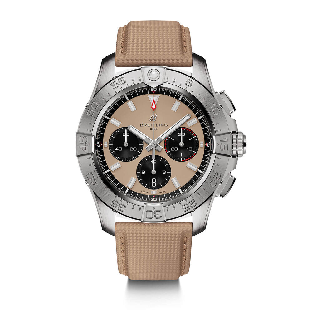 Breitling Avenger B01 Chronograph 44mm Beige Dial & Beige Leather Strap Watch