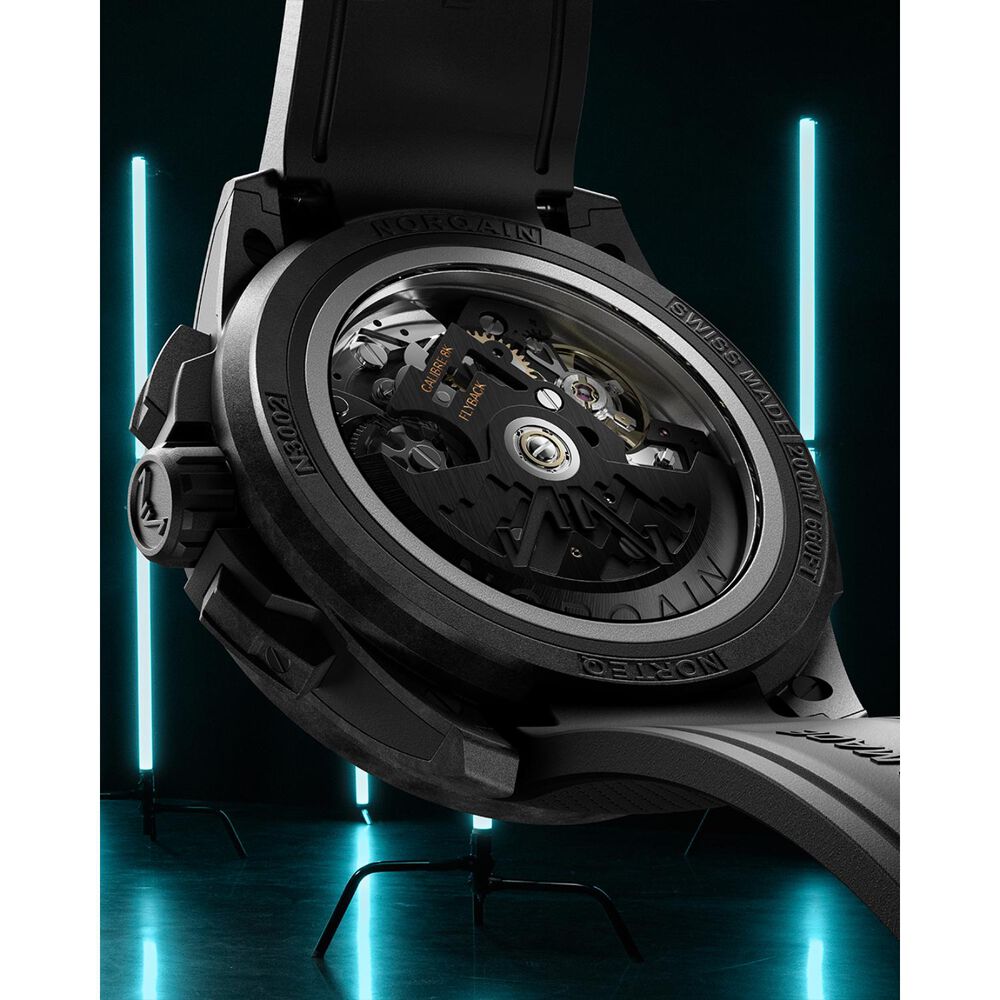 NORQAIN Wild ONE Skeleton Chrono 42mm Dial Black Rubber Strap Watch