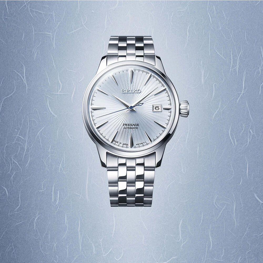 Seiko Presage Cocktail &lsquo;Skydiving&rsquo; 40.5mm Blue Dial Steel Bracelet Watch